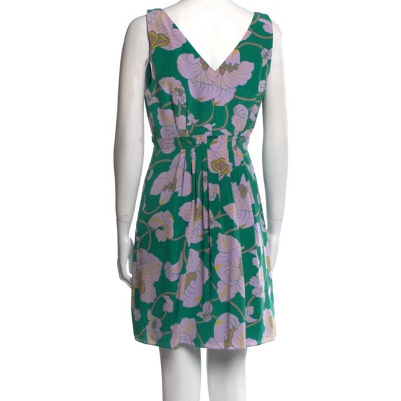 Tibi Green and Purple Floral Mini Silk Dress - Picture 3 of 3